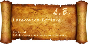 Lazarovics Boriska névjegykártya
